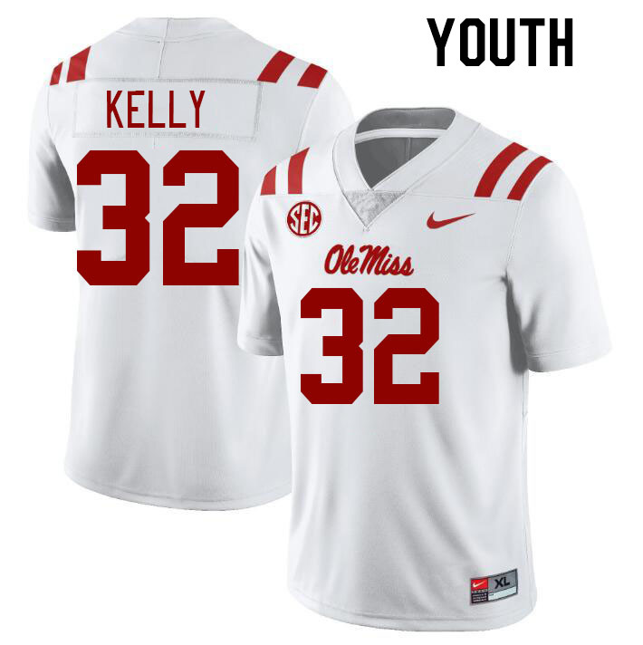 Youth #32 Torian Kelly Ole Miss Rebels College Football Jerseys Stitched-White